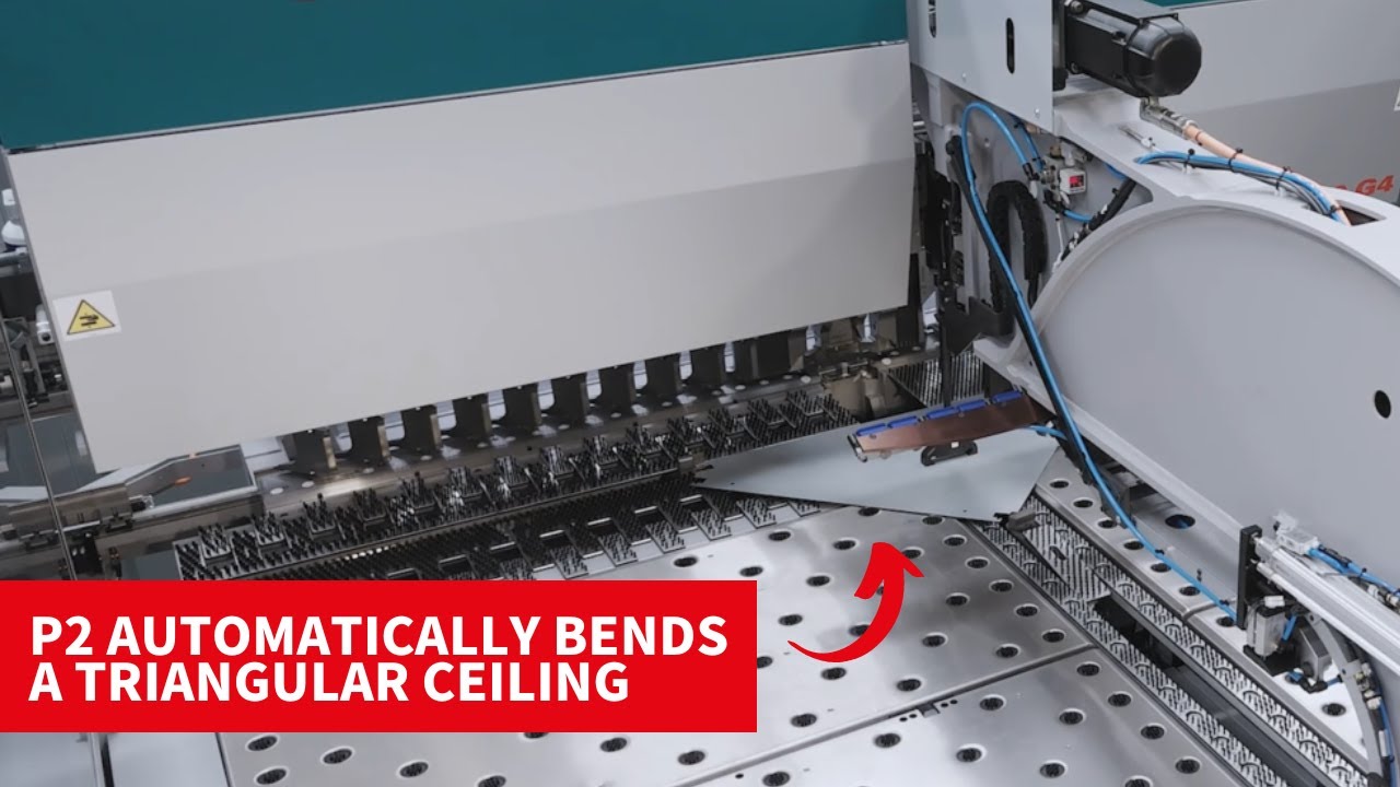 Salvagnini panel bender: P2 automatically bends a triangular ceiling
